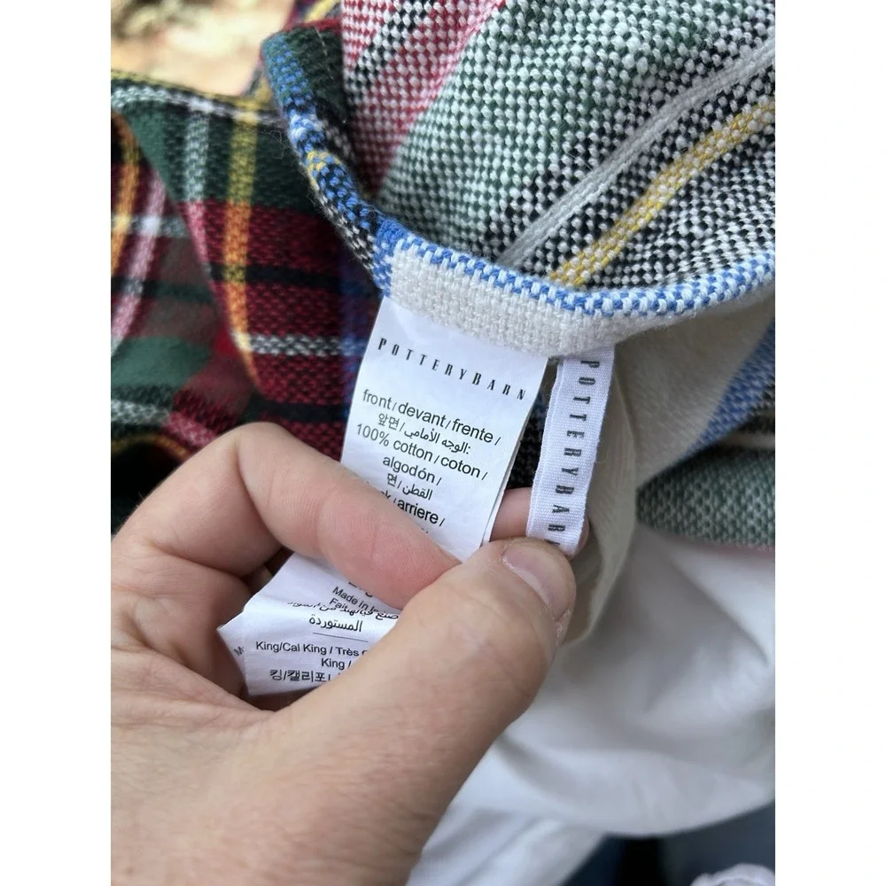 Pottery Barn Stewart Plaid Tartan Duvet Cover King / Cal King White Red Green